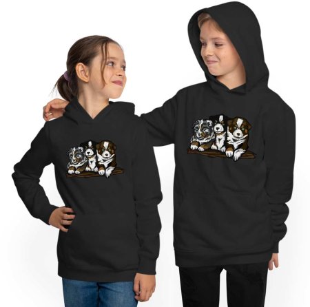 HHoodie Hooded Sweater Children - Three Puppies i215